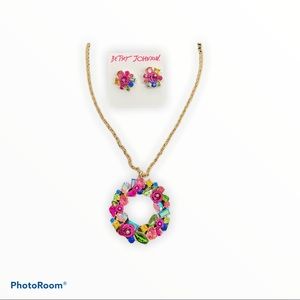 BETSEY JOHNSON Stone & rose necklace earring set NWT